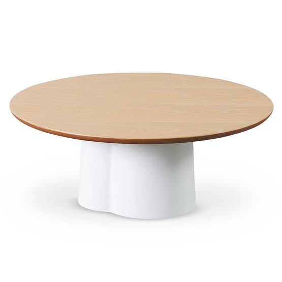 Polly 80cm Round Natural Coffee Table - White