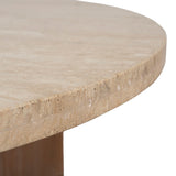 Ex Display - Agosti Travertine Marble 100cm Round Coffee Table - Light Natural Elm Coffee Table Nicki-Core