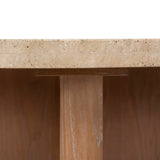 Ex Display - Agosti Travertine Marble 100cm Round Coffee Table - Light Natural Elm Coffee Table Nicki-Core