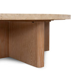 Ex Display - Agosti Travertine Marble 100cm Round Coffee Table - Light Natural Elm Coffee Table Nicki-Core