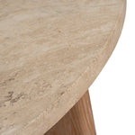 Ex Display - Agosti Travertine Marble 100cm Round Coffee Table - Light Natural Elm Coffee Table Nicki-Core