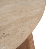 Ex Display - Agosti Travertine Marble 100cm Round Coffee Table - Light Natural Elm Coffee Table Nicki-Core
