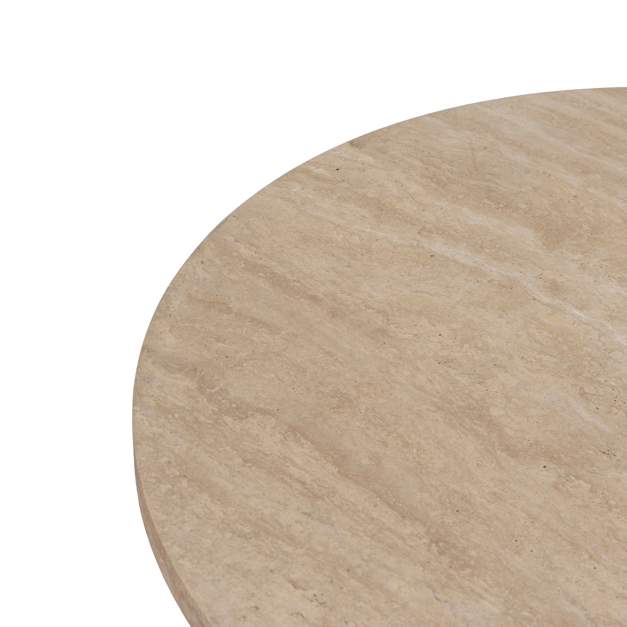Ex Display - Agosti Travertine Marble 100cm Round Coffee Table - Light Natural Elm Coffee Table Nicki-Core