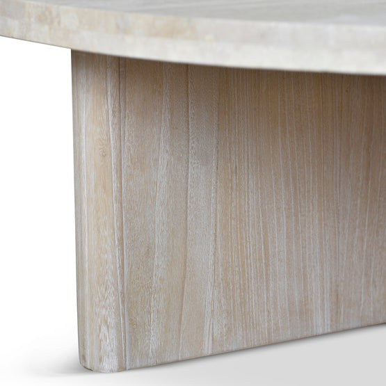 Agosti Travertine Marble 100cm Round Coffee Table - White Wash Coffee Table Nicki-Core   