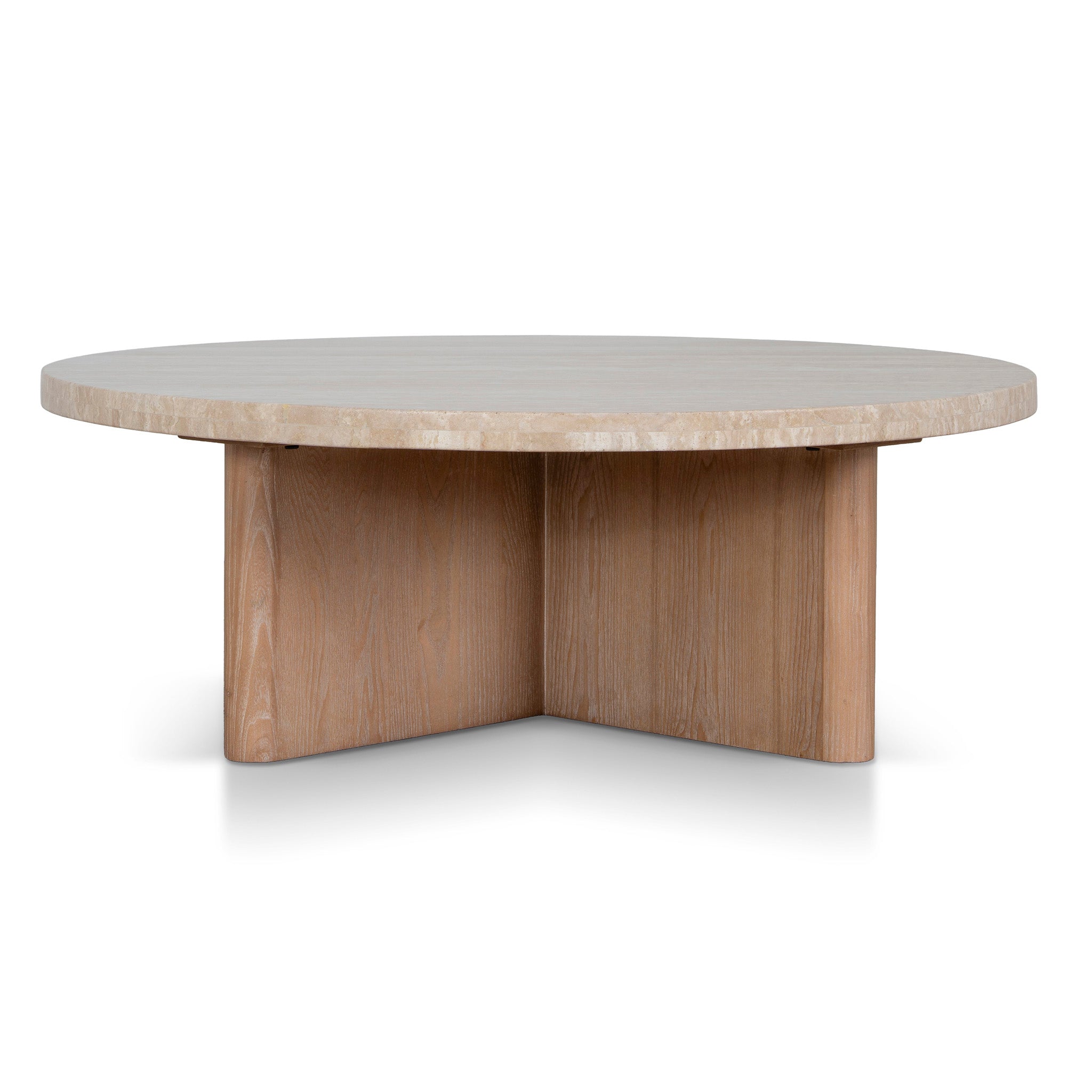 Agosti Travertine Marble 100cm Round Coffee Table - White Wash
