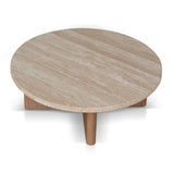 Agosti Travertine Marble 100cm Round Coffee Table - White Wash Coffee Table Nicki-Core