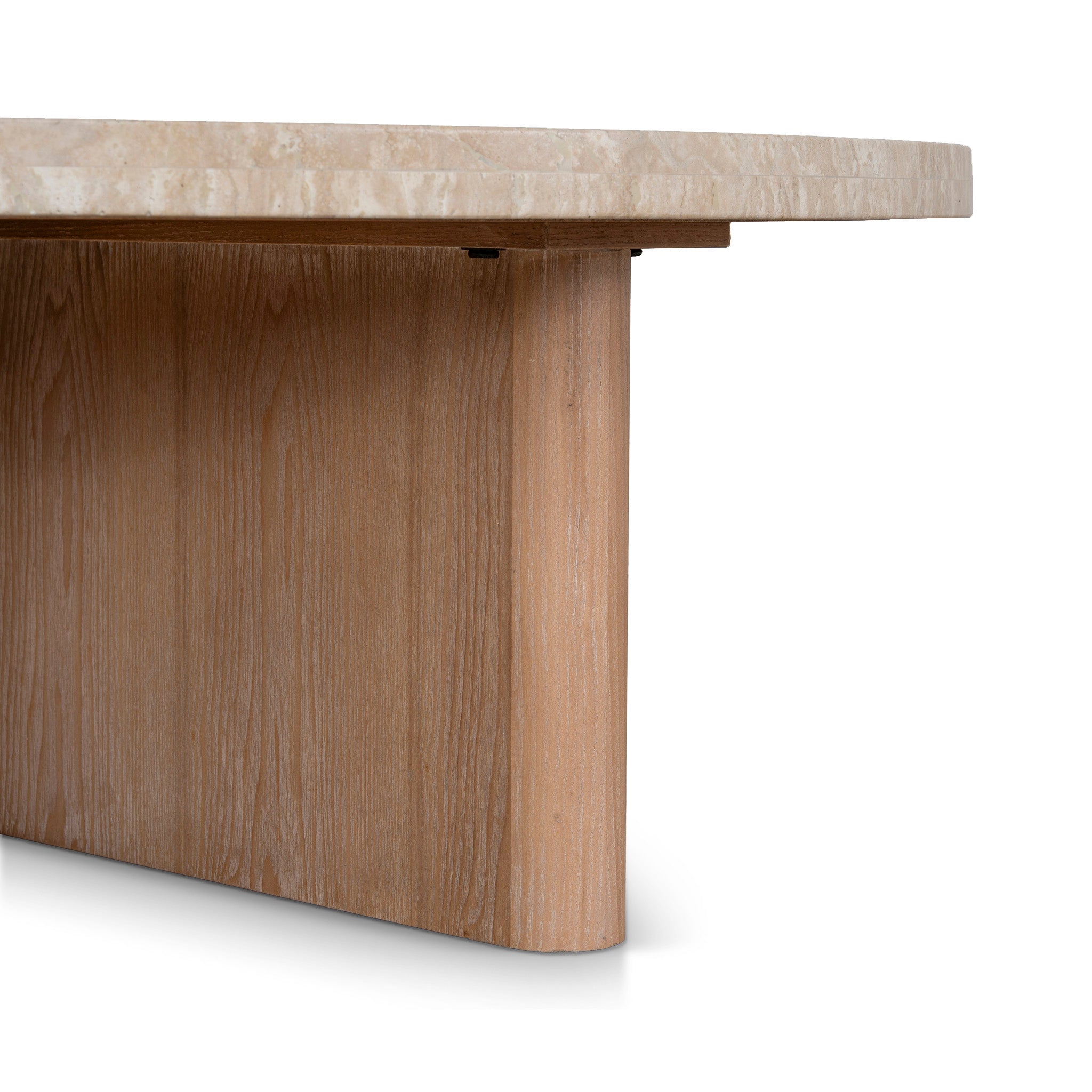 Agosti Travertine Marble 100cm Round Coffee Table - Light Natural Elm Coffee Table Nicki-Core
