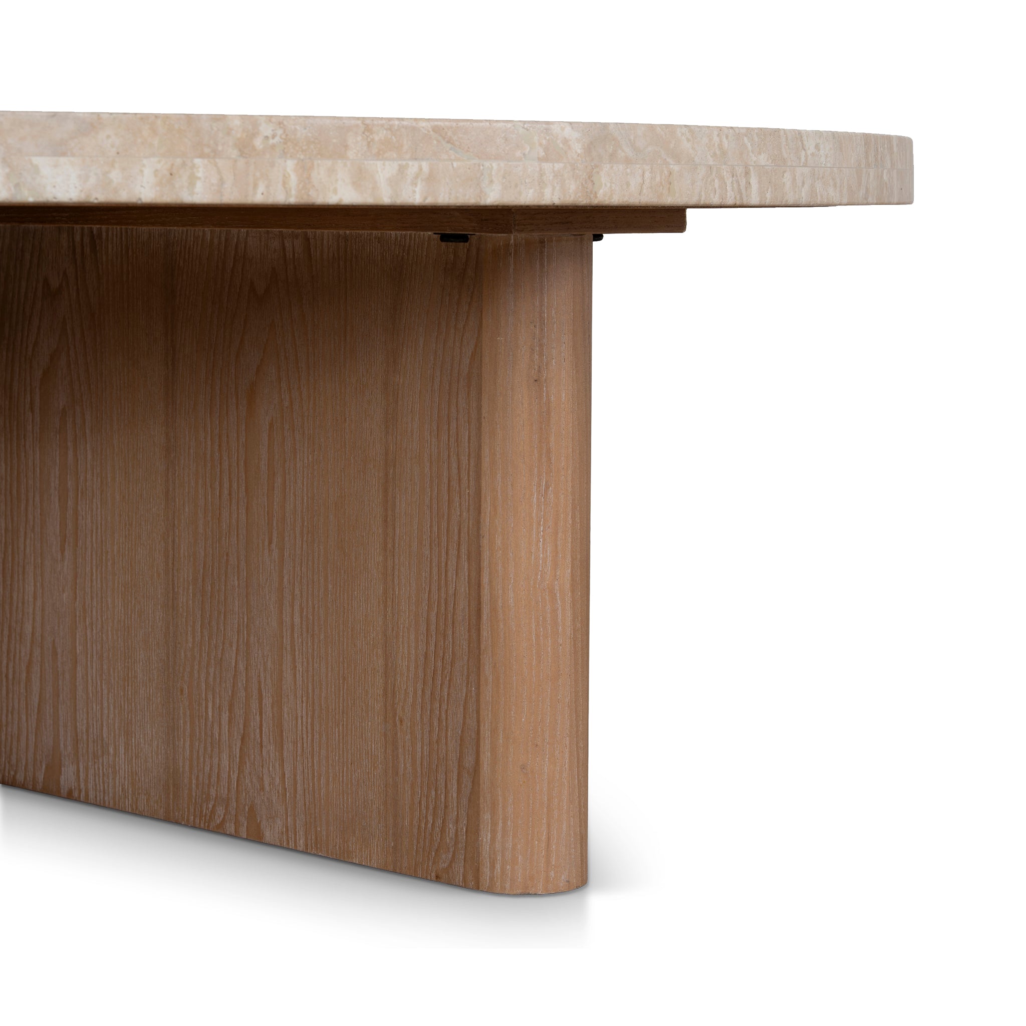 Agosti Travertine Marble 100cm Round Coffee Table - White Wash Coffee Table Nicki-Core