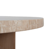 Agosti Travertine Marble 100cm Round Coffee Table - White Wash Coffee Table Nicki-Core