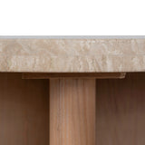 Agosti Travertine Marble 100cm Round Coffee Table - Light Natural Elm Coffee Table Nicki-Core