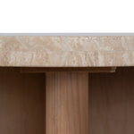 Agosti Travertine Marble 100cm Round Coffee Table - White Wash Coffee Table Nicki-Core