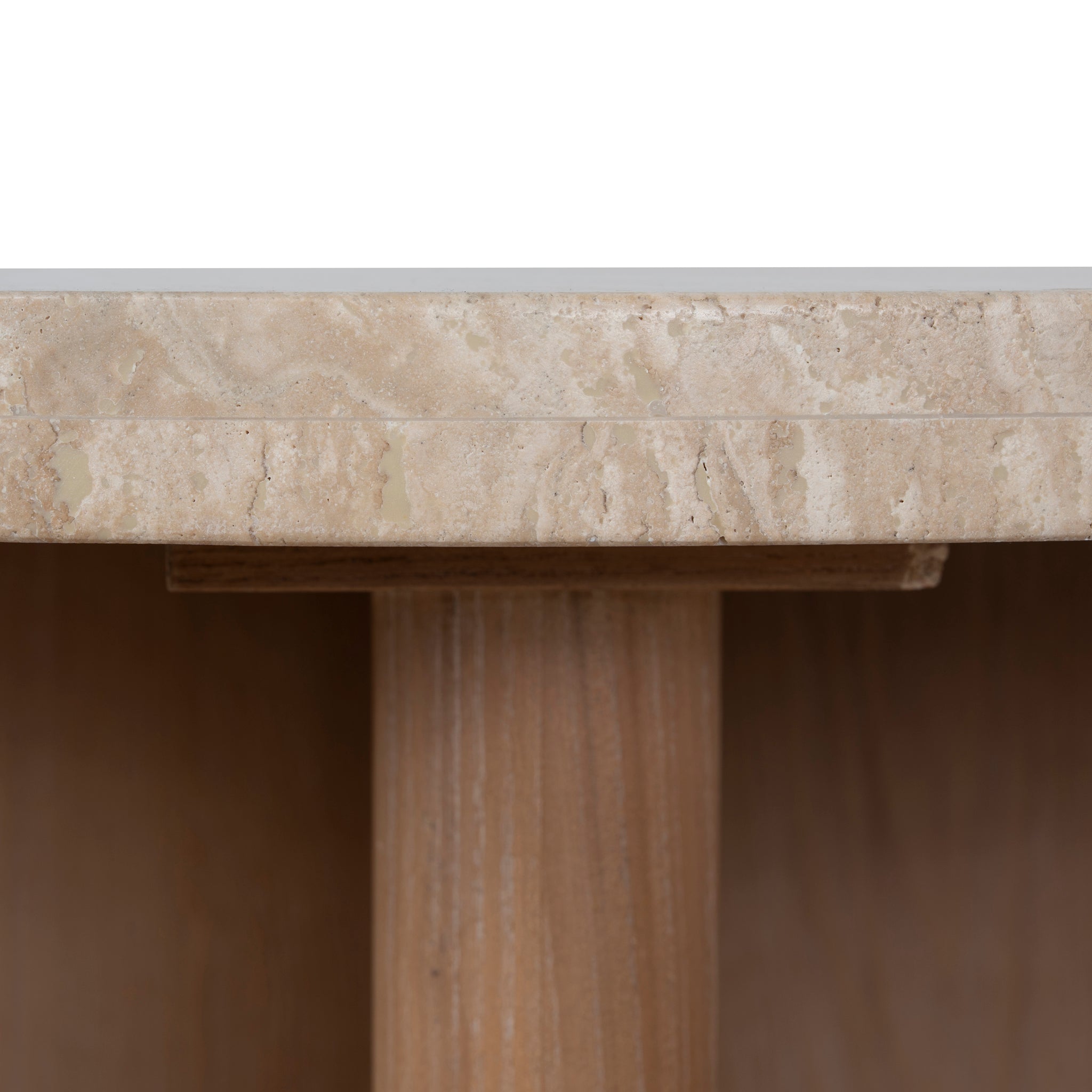 Agosti Travertine Marble 100cm Round Coffee Table - White Wash Coffee Table Nicki-Core