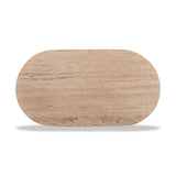 Ex Display - Erkin 1.2m Travertine Top Oval Coffee Table - Walnut - Version 1 Coffee Table Rebhi-Core