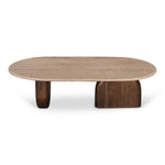 Erkin 1.2m Travertine Top Oval Coffee Table - Walnut Coffee Table Rebhi-Core   