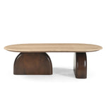 Erkin 1.2m Travertine Top Oval Coffee Table - Walnut Coffee Table Rebhi-Core