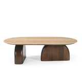 Erkin 1.2m Travertine Top Oval Coffee Table - Walnut Coffee Table Rebhi-Core
