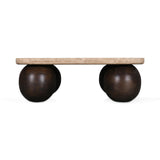 Omran 90cm Travertine Top Coffee Table - Walnut Coffee Table Rebhi-Core   