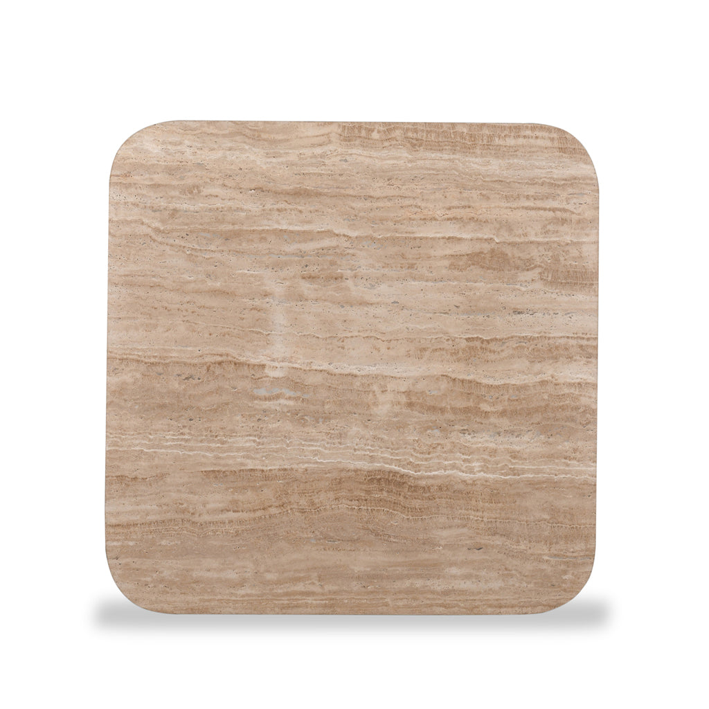 Omran 90cm Travertine Top Coffee Table - Walnut Coffee Table Rebhi-Core   