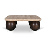 Omran 90cm Travertine Top Coffee Table - Walnut Coffee Table Rebhi-Core   