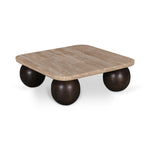 Omran 90cm Travertine Top Coffee Table - Walnut Coffee Table Rebhi-Core   
