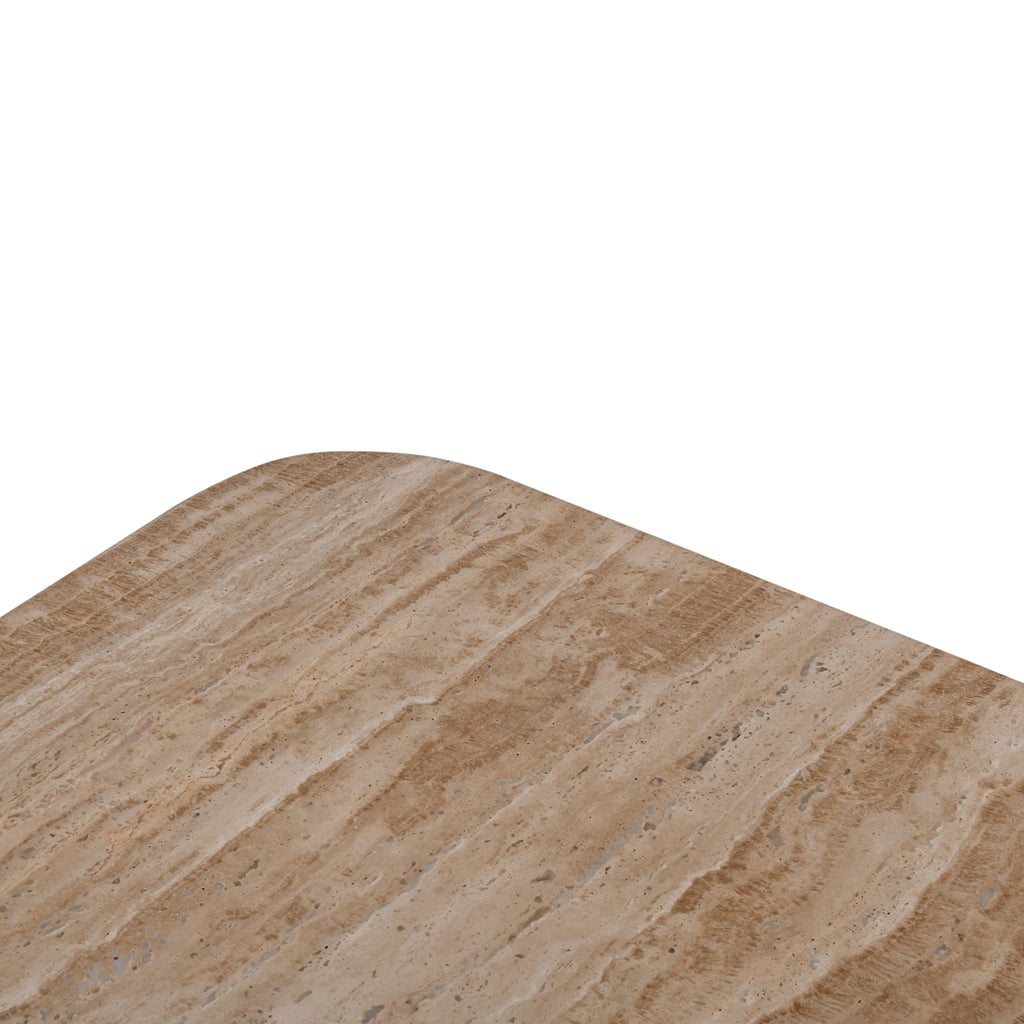 Omran 90cm Travertine Top Coffee Table - Walnut Coffee Table Rebhi-Core   