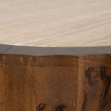 Avanti 89cm Travertine Top Round Coffee Table - Walnut Coffee Table Rebhi-Core   