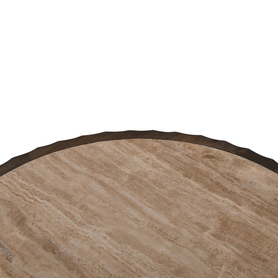 Avanti 89cm Travertine Top Round Coffee Table - Walnut Coffee Table Rebhi-Core   