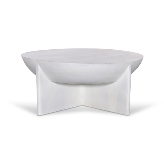 Savio 90cm Round Coffee Table - Cafe White Coffee Table Rebhi-Core   