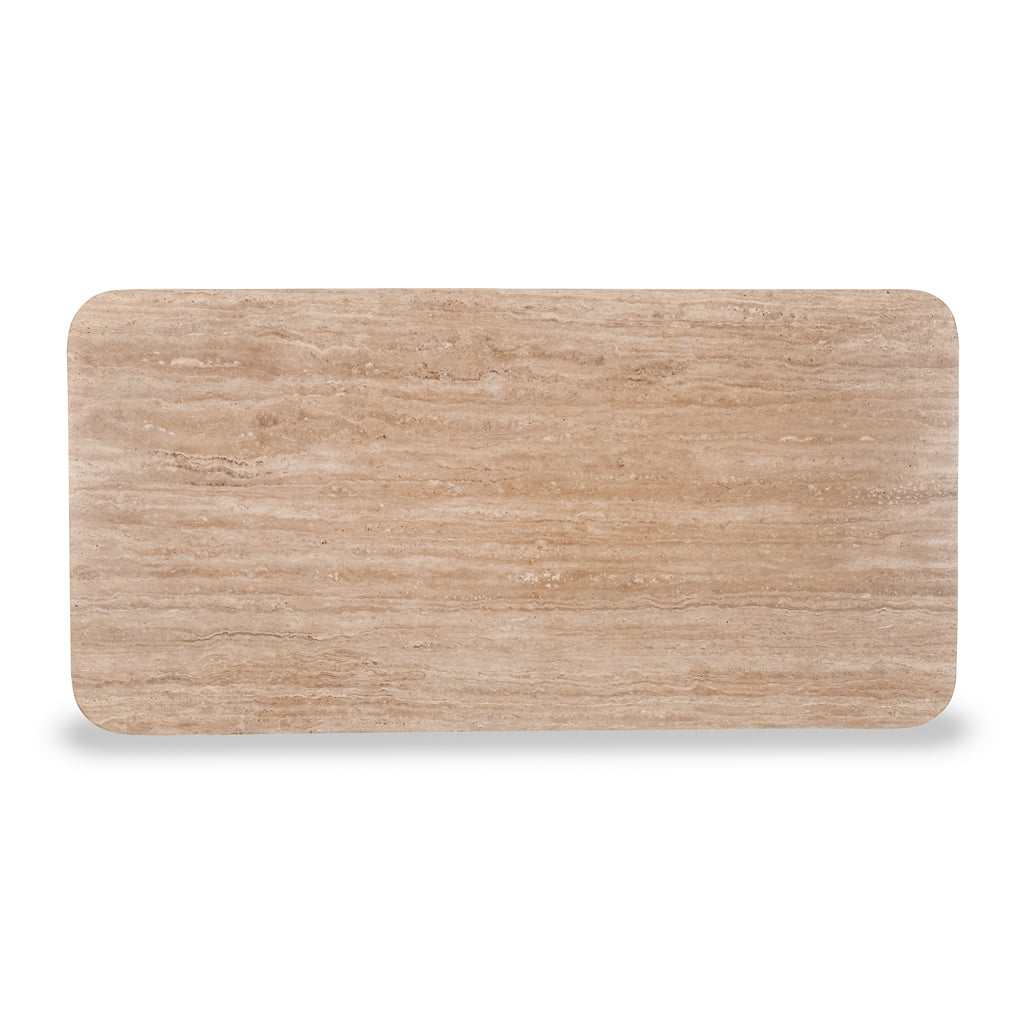 Sorina 1.2m Travertine Top Coffee Table - White Base Coffee Table Rebhi-Core   