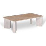 Sorina 1.2m Travertine Top Coffee Table - White Base Coffee Table Rebhi-Core   