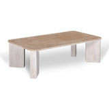 Sorina 1.2m Travertine Top Coffee Table - White Base Coffee Table Rebhi-Core   