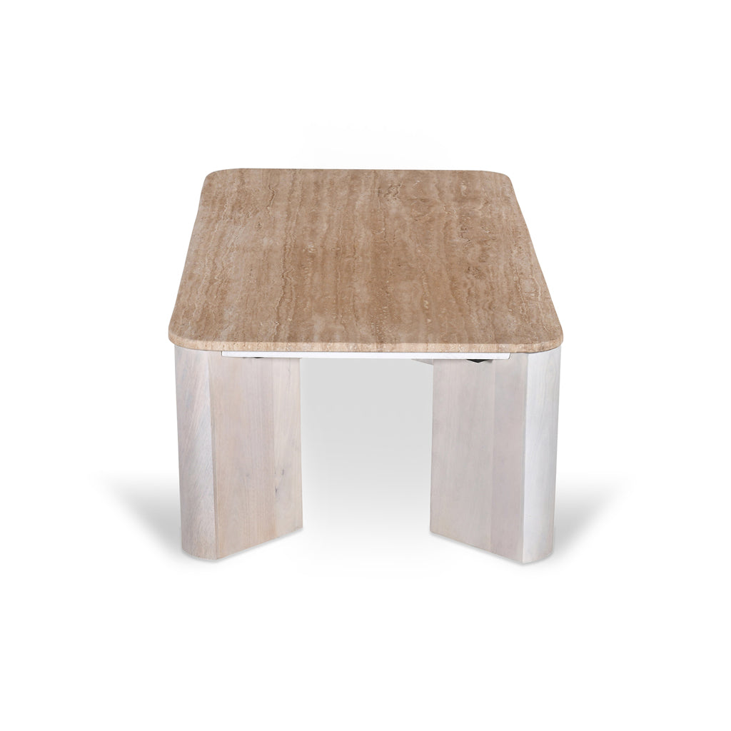 Sorina 1.2m Travertine Top Coffee Table - White Base Coffee Table Rebhi-Core   