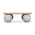 Omran 90cm Travertine Top Coffee Table - White Coffee Table Rebhi-Core   