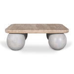 Omran 90cm Travertine Top Coffee Table - White Coffee Table Rebhi-Core   