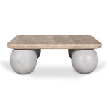 Omran 90cm Travertine Top Coffee Table - White Coffee Table Rebhi-Core   