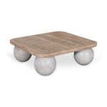 Omran 90cm Travertine Top Coffee Table - White Coffee Table Rebhi-Core   
