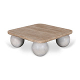 Omran 90cm Travertine Top Coffee Table - White Coffee Table Rebhi-Core   