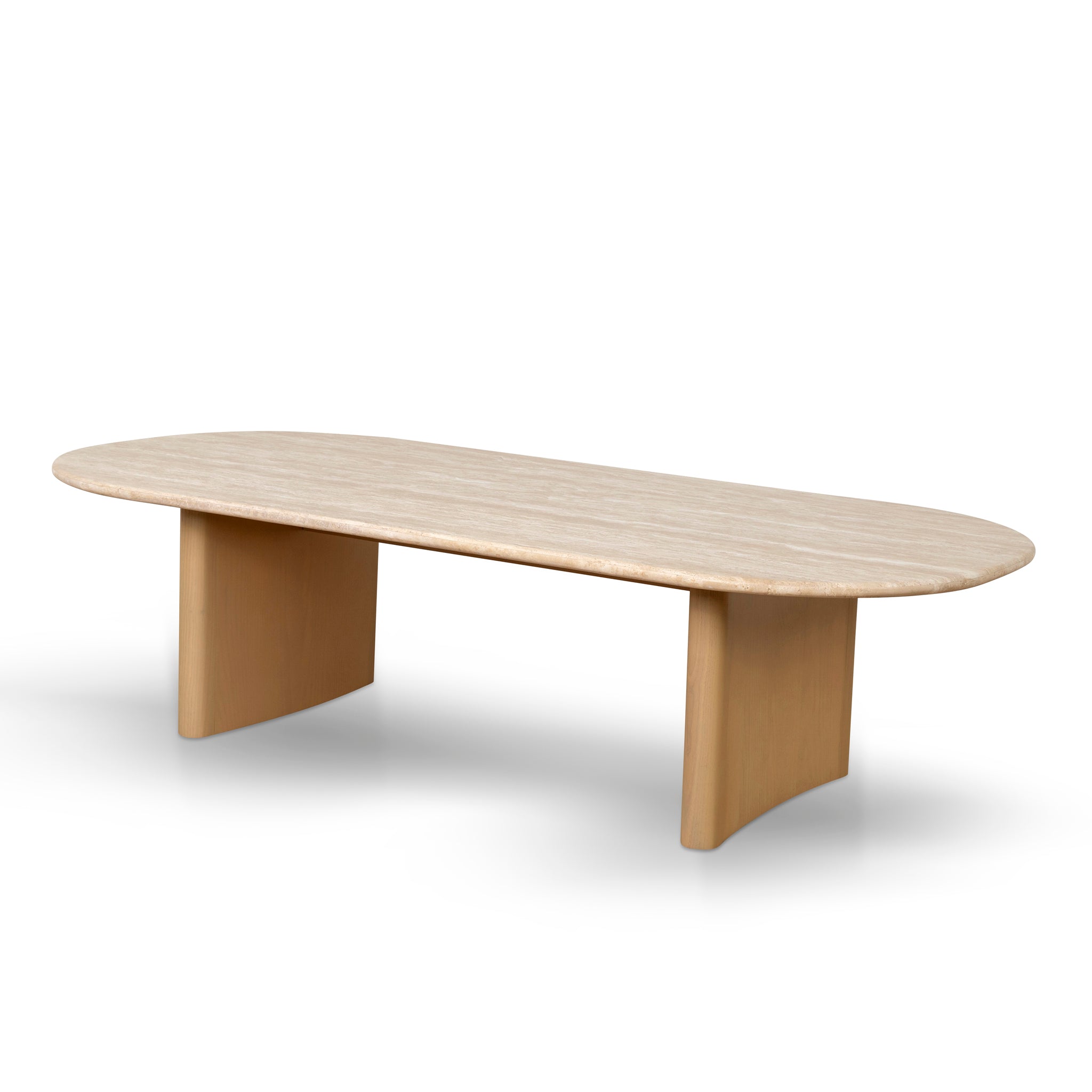 Linden 1.5m Travertine Top Coffee Table - Crème Ash