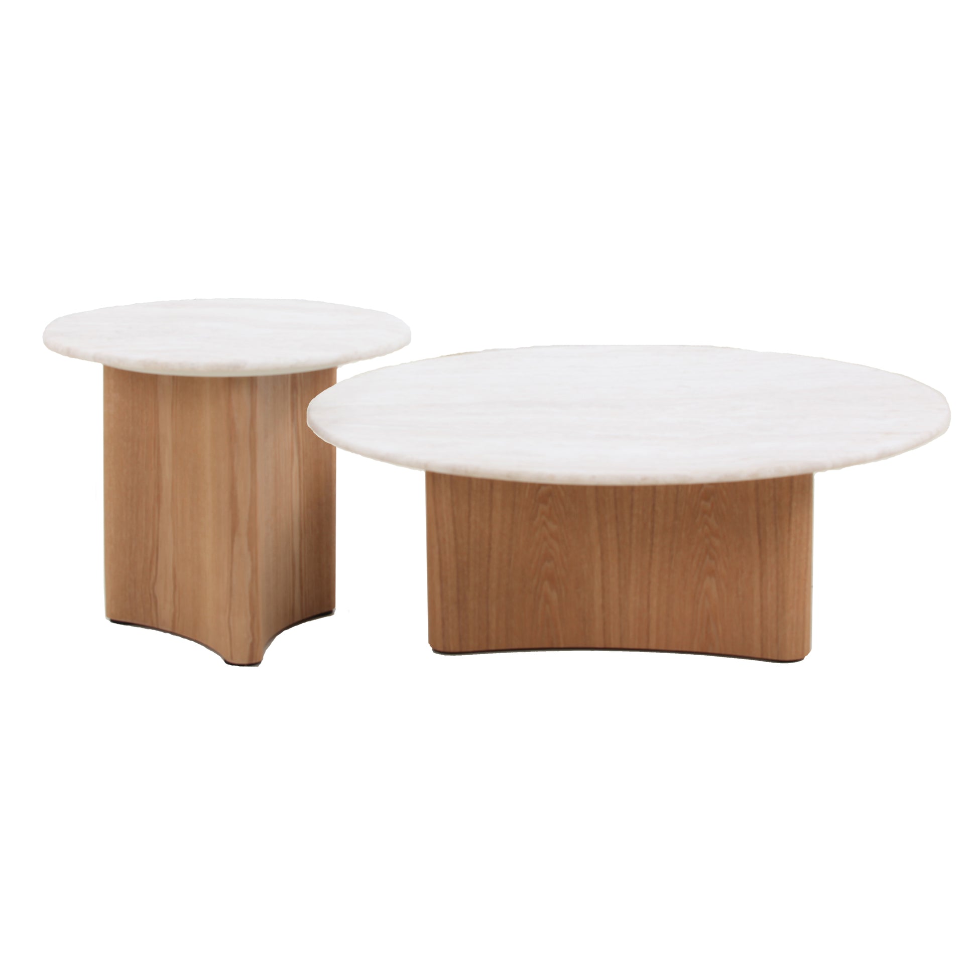 Zafar Nested Travertine Coffee Table - Natural