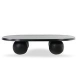 Ex Display - Maxine 1.4m Elm Oval Coffee Table - Full Black Coffee Table Nicki-Core
