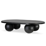 Ex Display - Maxine 1.4m Elm Oval Coffee Table - Full Black Coffee Table Nicki-Core