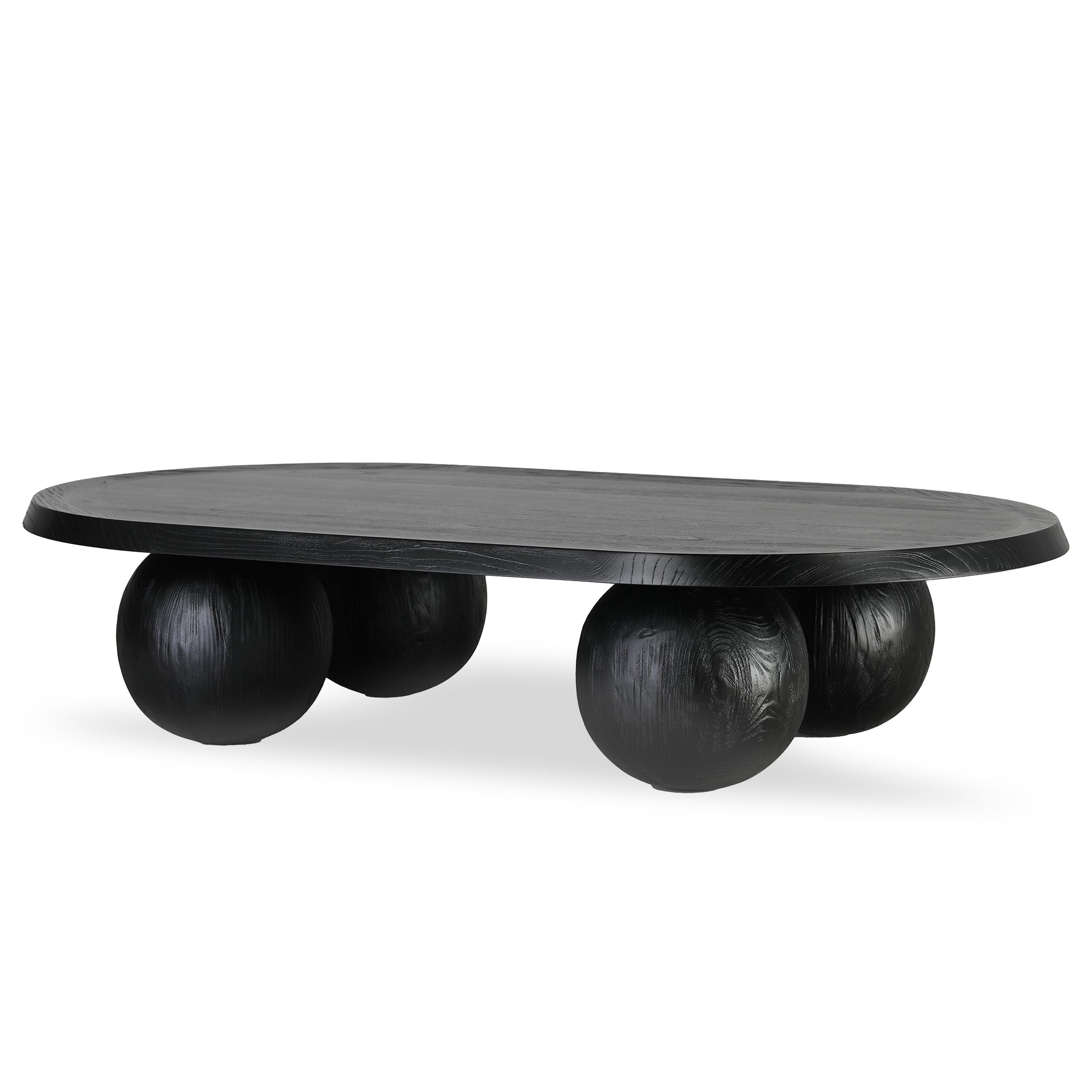 Ex Display - Maxine 1.4m Elm Oval Coffee Table - Full Black Coffee Table Nicki-Core