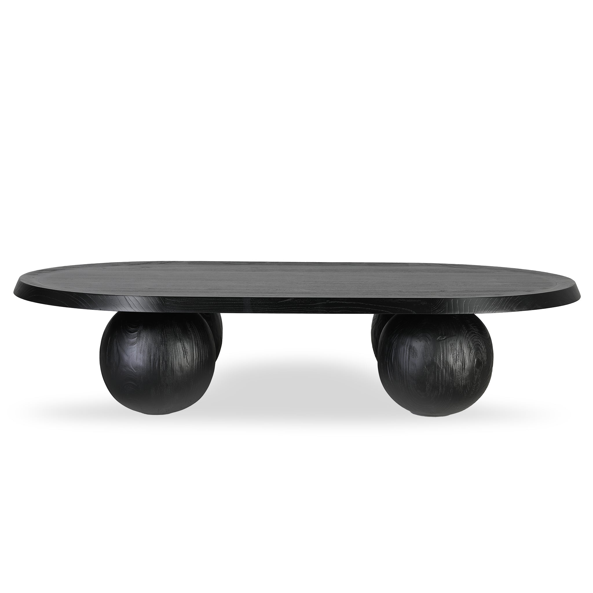 Ex Display - Maxine 1.4m Elm Oval Coffee Table - Full Black Coffee Table Nicki-Core