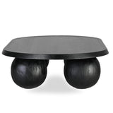 Ex Display - Maxine 1.4m Elm Oval Coffee Table - Full Black Coffee Table Nicki-Core
