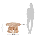 Irune 80cm Solid Timber Round Coffee Table - Natural