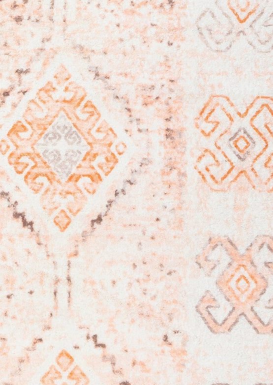 Caitlin 330cm x 240cm Tribal Pattern Washable Rug - Orange and Peach Rug MissAmara-Local   
