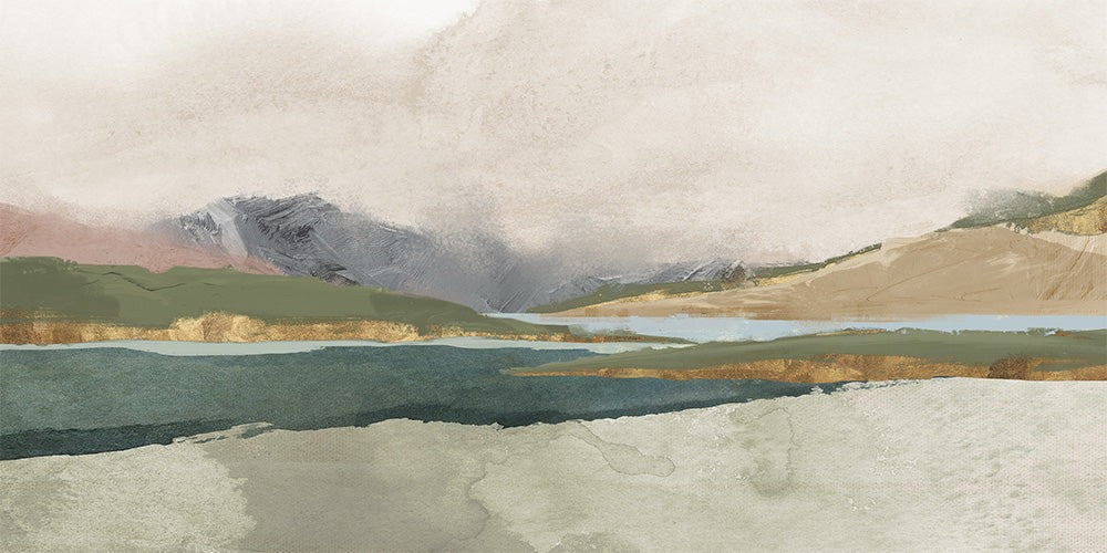 Calm Blue River, By Jacob Q Wall Art Gioia-Local 80x40cm Framed Canvas Gold