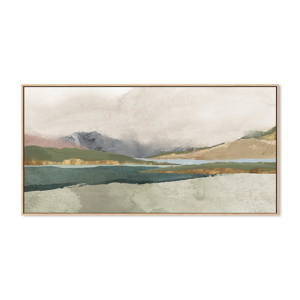 Calm Blue River, By Jacob Q Wall Art Gioia-Local 80x40cm Framed Canvas Oak