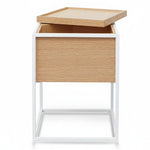 Ex Display - Cane Scandinavian Oak Side Table - White Frame Bedside Table Iggy-Core