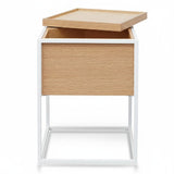Ex Display - Cane Scandinavian Oak Side Table - White Frame Bedside Table Iggy-Core